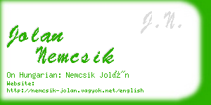 jolan nemcsik business card